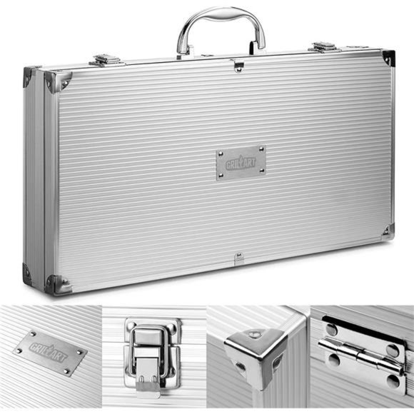 BBQ Grill Utensil Tools Set Reinforced BBQ Tongs 19-Piece Stainless-Steel - Picture 5 of 7